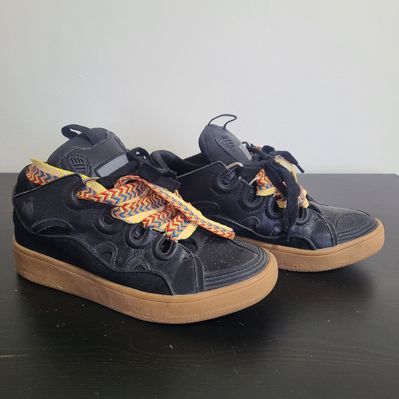 Lanvin Black Leather Curb Sneakers Size 6.5 Women's